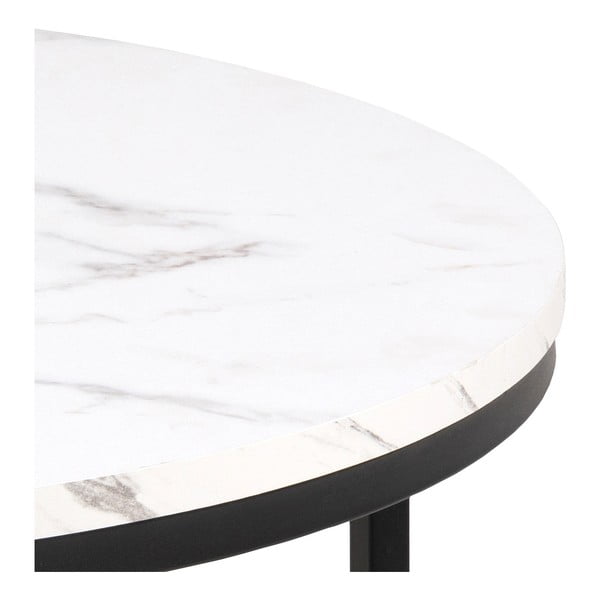 Бяла кръгла масичка за кафе с плот от имитация на мрамор ø 80 cm Spiro – Actona-image-2