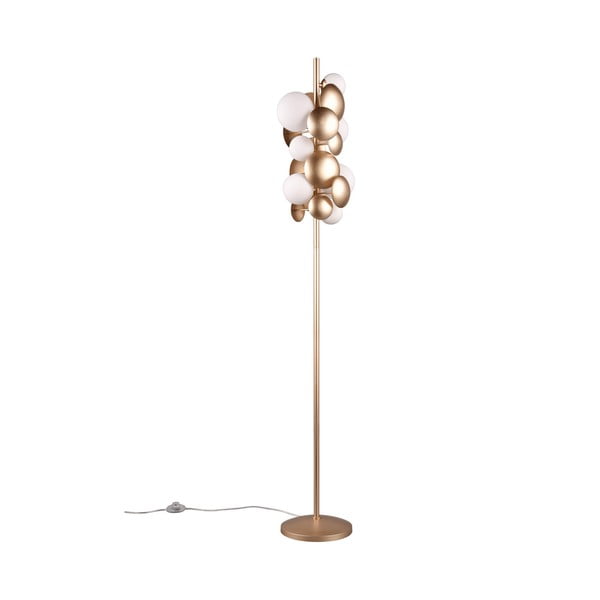Подова лампа със стъклен абажур в златисто и бяло (височина 155 cm) Bubble - Trio Select