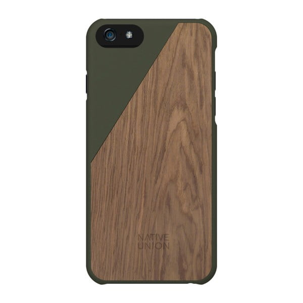Тъмнозелен калъф за мобилен телефон с дървени детайли за iPhone 6 и 6S Plus Clic Wooden - Native Union