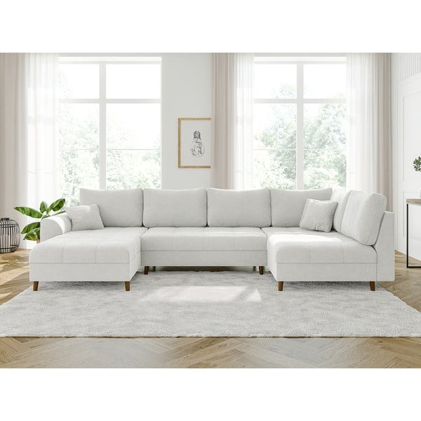 Кремав ъглов диван от плат букле (ляв ъгъл/"U" форма) Ariella – Ropez-image-1