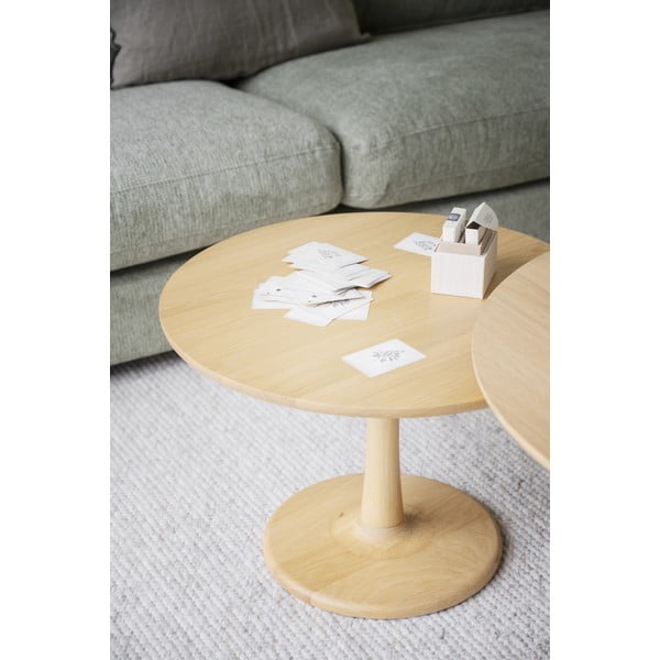 Кръгла масичка за кафе от декор от дъб  в естествен цвят 60x60 cm Hobart – Rowico-image-1