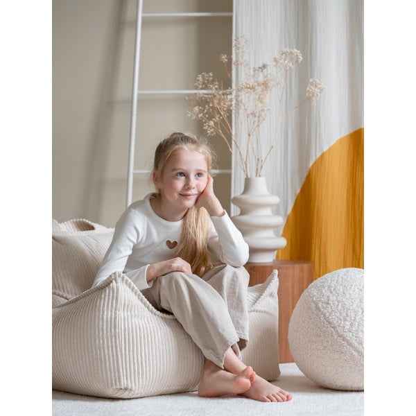 Кремав детски пуф от рипсено кадифе Chair – Wigiwama-image-1