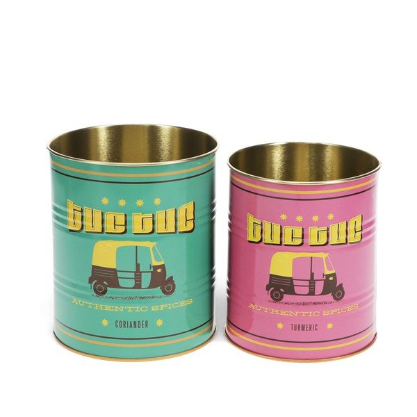 Декоративни кутии за съхранение в комплект от 2 бр. от калай ø 11x13 cm Tuc-tuc – Rex London