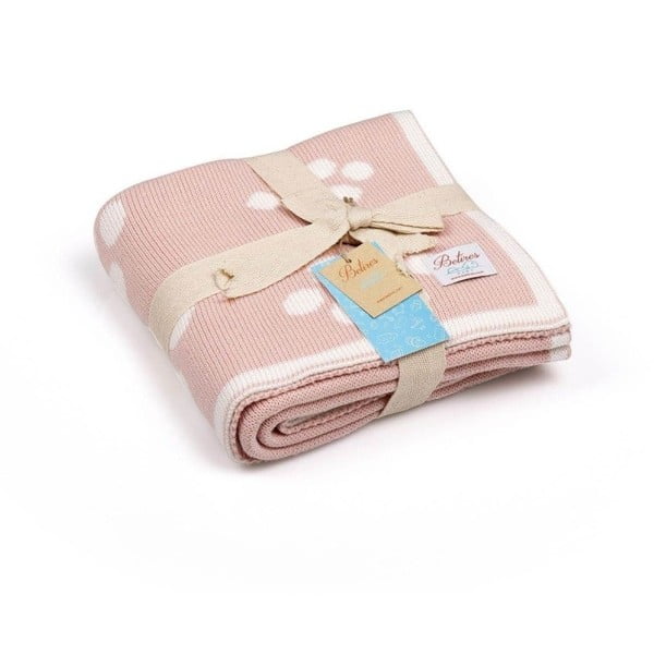 Růžová bavlněná dětská deka Baby Ecru Paws, 90 x 90 cm