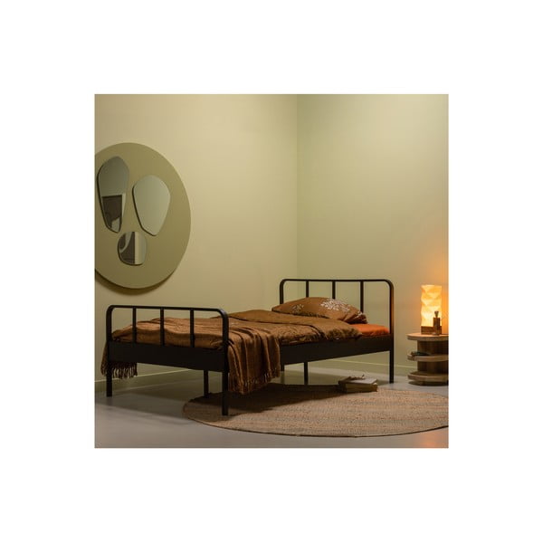 Черно метално единично легло с решетка 120x200 cm Mees - WOOOD-image-1