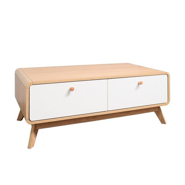 Бяла/естествена маса за телевизор от декор от дъб  100x40 cm Caitlin – Støraa-image-2