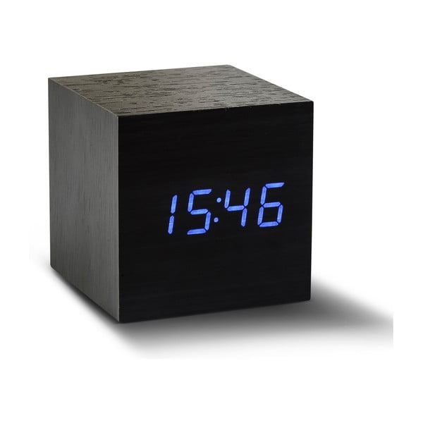 Черен будилник със син LED дисплей Cube Click - Gingko