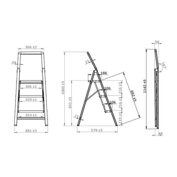 Компактни сиви стъпала, височина 114,5 cm - Wenko-image-4