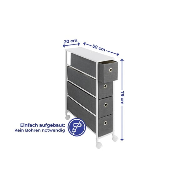 Бяло-сива подвижна етажерка 20x79 cm - Maximex-image-2
