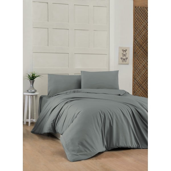 Тъмносиво памучно спално бельо за двойно легло 200x200 cm - Mijolnir