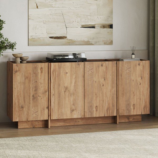 Скрин от декор от бор с отвор за кабели в естествен цвят 180x80x45 cm Dorma – Kalune Design-image-3