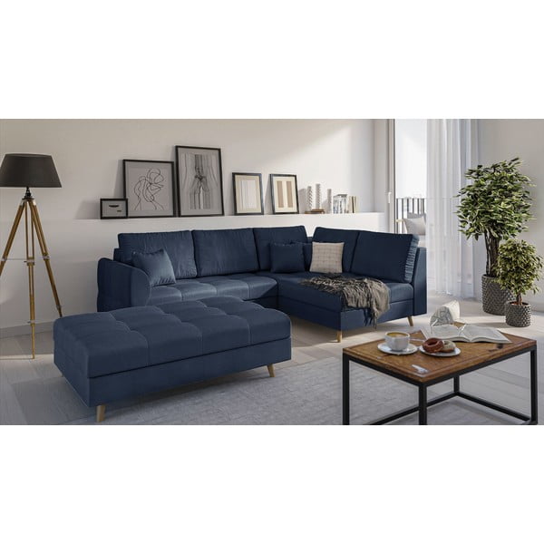 Тъмносиня табуретка за крака Ariella - Ropez-image-2