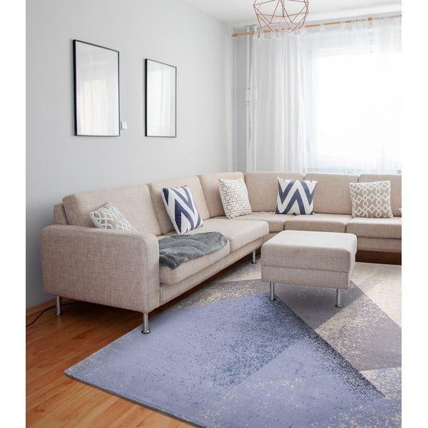 Светлосин вълнен килим 160x240 cm Folds - Agnella-image-1