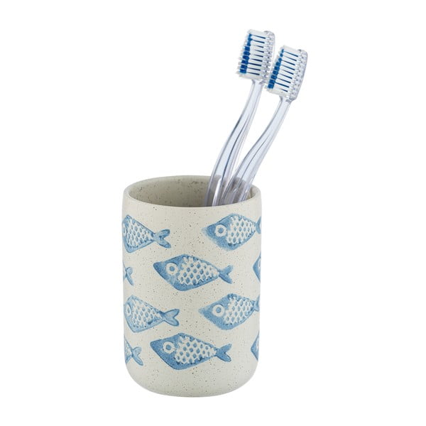 Синя и бяла керамична чаша за четки за зъби Aquamarin - Wenko-image-2