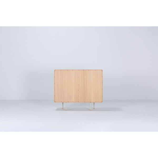 Бял/естествен нисък скрин от масивен дъб 118x100 cm Fina – Gazzda-image-4