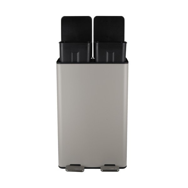 Кафяво-сиво стоманено кошче за боклук 2x30 l за рециклиране с педал   Aliya – Spirella-image-2