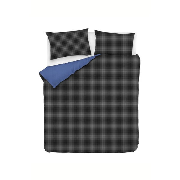 Синьо удължено памучно спално бельо за двойно легло 200x220 cm Oslo - Mijolnir