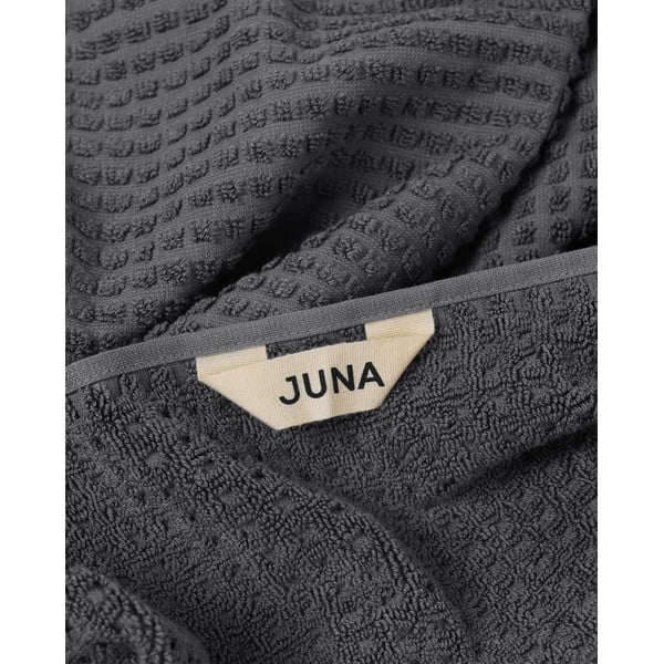 Тъмносива хавлиена кърпа от органичен памук от тери 70x140 cm Check – JUNA-image-4