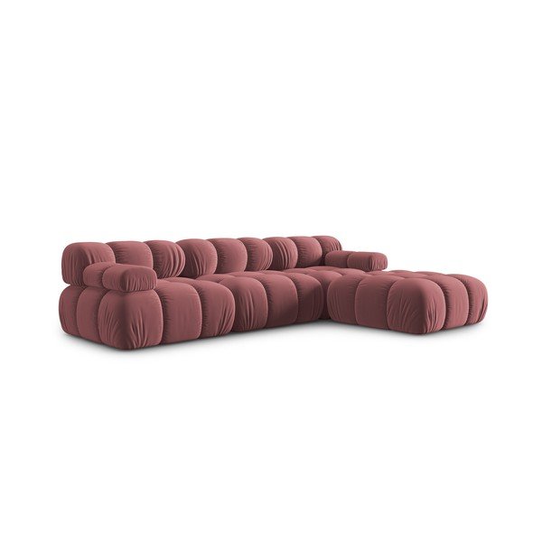 Розов ъглов диван от кадифе Bellis - Micadoni Home-image-3