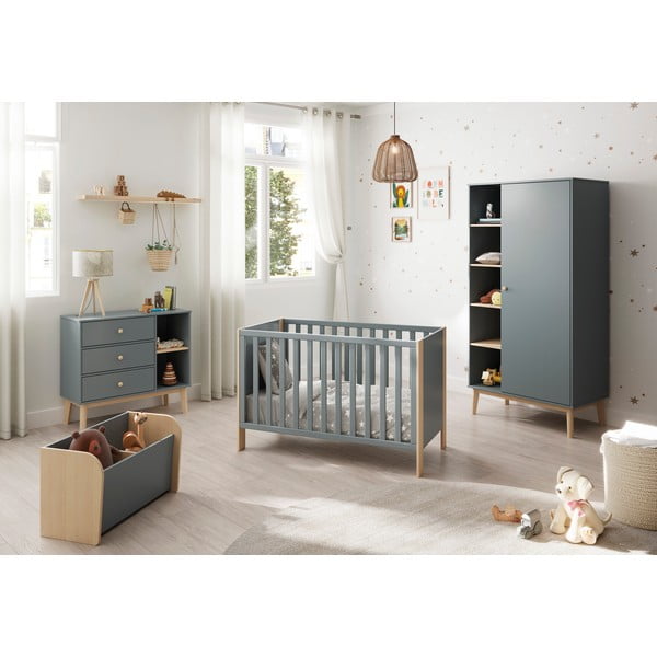 Детско креватче 60x120 cm в естествен цвят/сиво-зелено Esteban – Marckeric-image-1