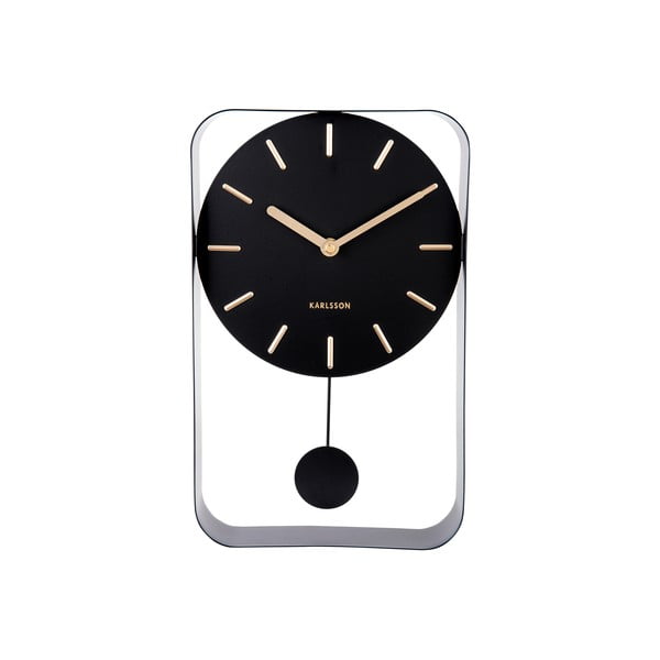 Черен стенен часовник с махало Charm, височина 32,5 cm Pendulum - Karlsson