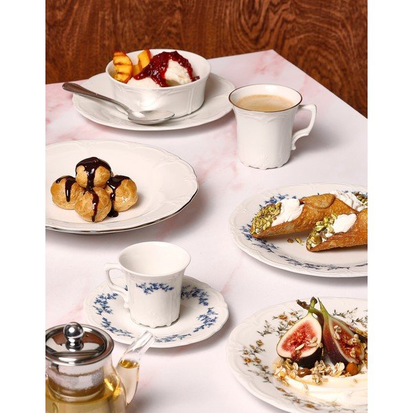 Бяла/синя порцеланова чинийка ø 12 cm Retro – BonBistro-image-1
