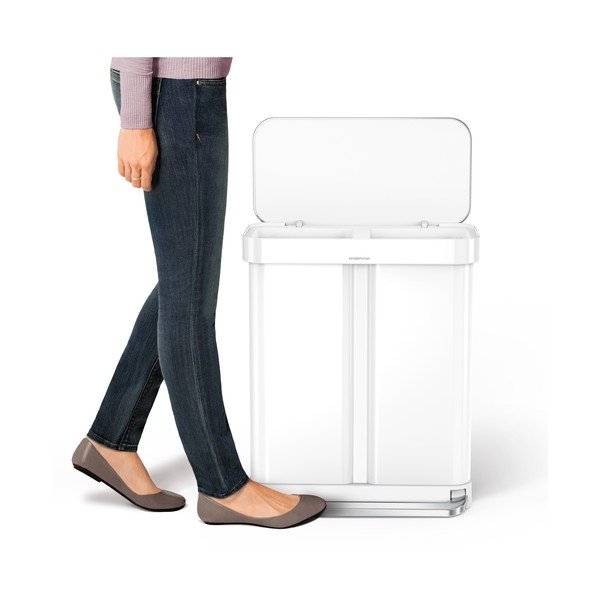Бяло стоманено кошче за боклук с педал 58 l – simplehuman-image-4