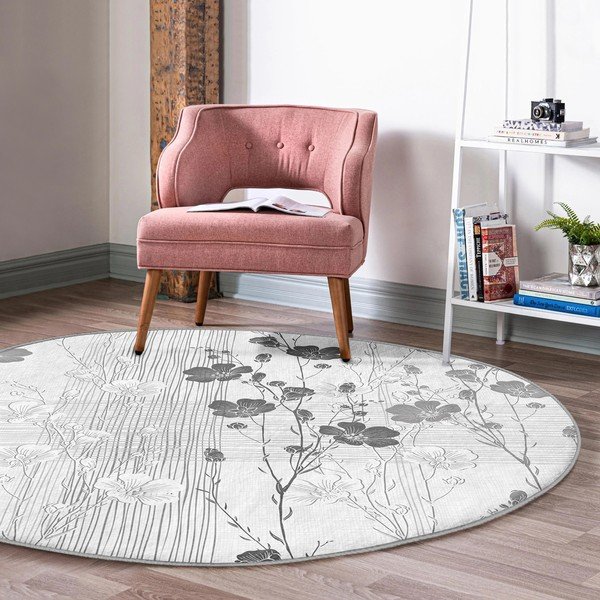 Сив кръгъл килим подходящ за пране и за прахосмукачки роботи ø 80 cm Comfort – Mila Home-image-4