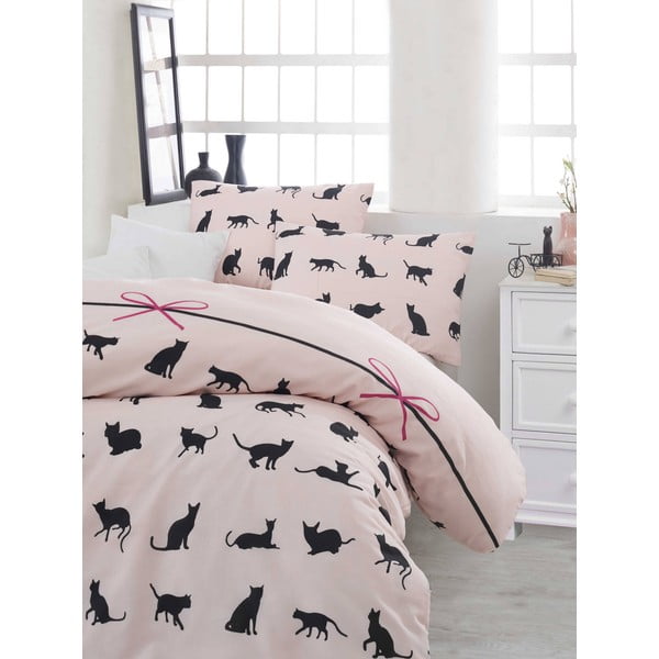 Спално бельо с чаршаф за двойно легло Cats, 200 x 220 cm - Mijolnir