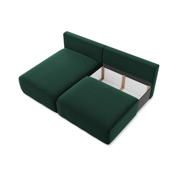 Тъмнозелен кадифен сгъваем/с място за съхранение ъглов диван (ляв ъгъл) Kalena – Makamii-image-4
