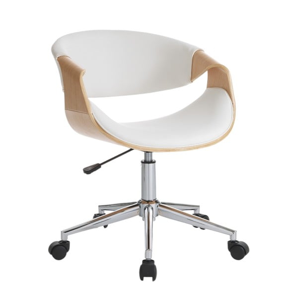 Офис стол от имитация на кожа в бял и естествен цвят Visby – Tomasucci