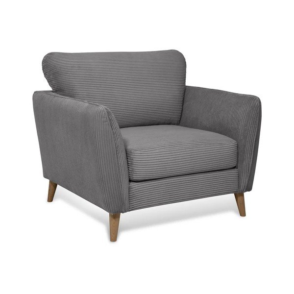 Тъмносиво кресло от рипсено кадифе Paris – Scandic