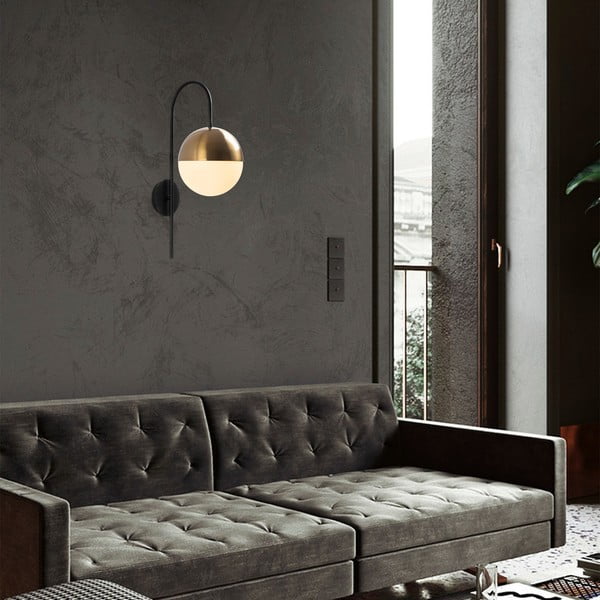 Черна и златисто стенна лампа ø 20 cm Bastos – Opviq lights-image-1