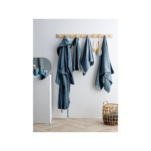 Син халат от органичен памук размер S/M - Södahl-image-3