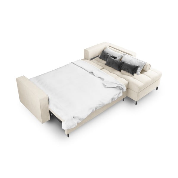 Светлобежов ъглов разтегателен диван , десен ъгъл Santo - Milo Casa-image-4