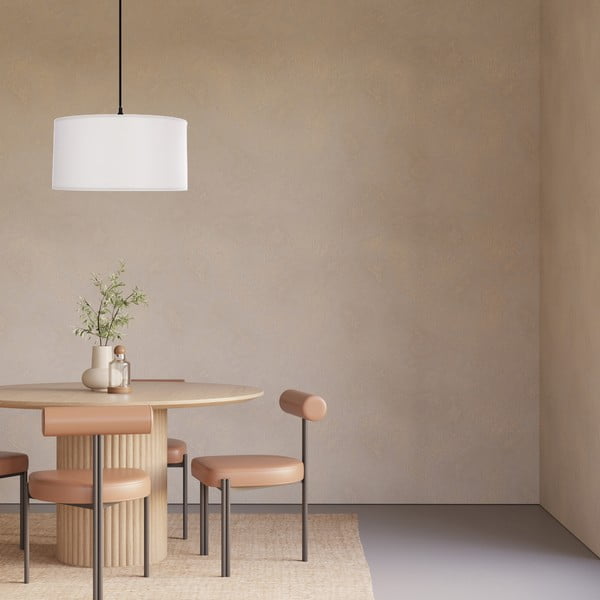 Бяло висящо осветително тяло с текстилен абажур ø 40 cm Shanti – Candellux Lighting-image-2