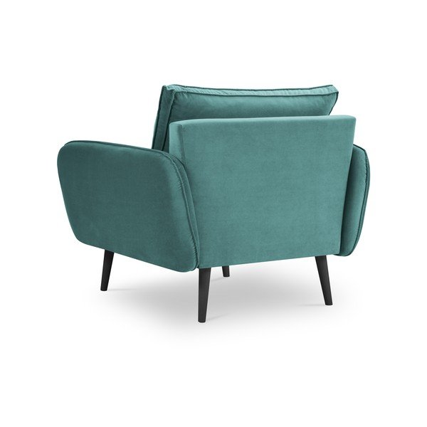 Петролно синьо кадифено кресло с черни крака Lento - Kooko Home-image-2