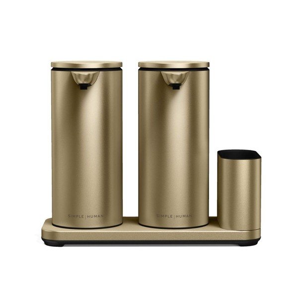 Матово златиста автоматична метална стойка за перилни препарати – simplehuman-image-3