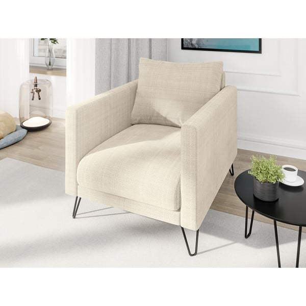 Кремаво шенилово кресло Freya – Ropez-image-3