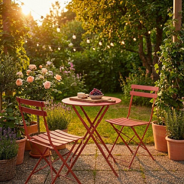 Теракотен стоманен градински комплект за хранене за 2 Austin – Bizzotto-image-4