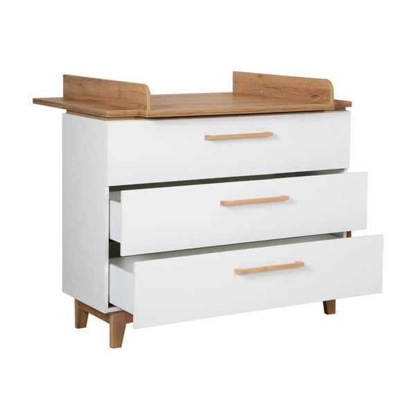 Бял нисък скрин от дъб с маса за преповиване 118x104 cm Finn - Roba-image-4