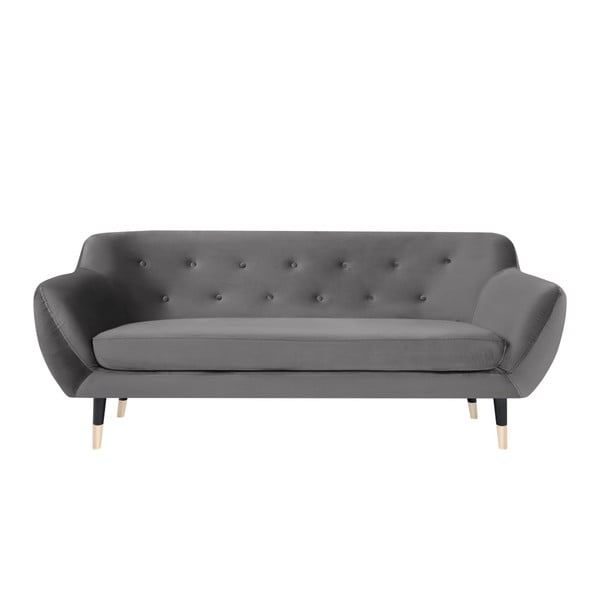 Сив диван с черни крачета Mazzini Sofas Amelie, 188 cm