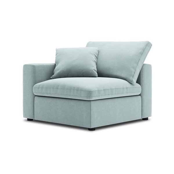 Светлосиня ъглова част от модулен диван от велур Galaxy, ляв ъгъл - Windsor & Co Sofas-image-2