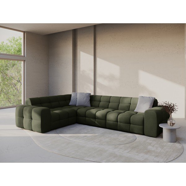 Зелен ъглов диван (ляв ъгъл/L форма) Kendal – Micadoni -image-1