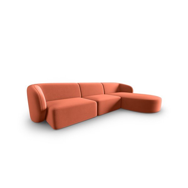 Розов кадифен ъглов диван (десен ъгъл) Paolo – Milo Casa-image-1