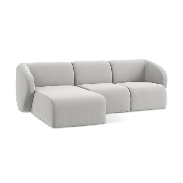 Светлосив кадифен ъглов диван (ляв ъгъл) Lani – Makamii-image-4