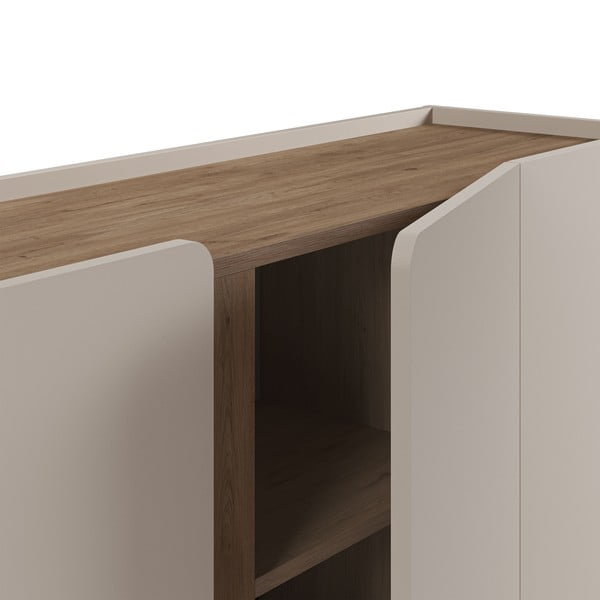 Кремаво-естествен скрин от декор от дъб  180x82x40 cm Lucile – Marckeric-image-4