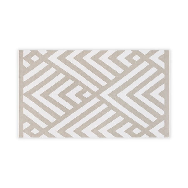 Бежово-бяла памучна постелка за баня , 100 x 180 cm Geometric - Foutastic