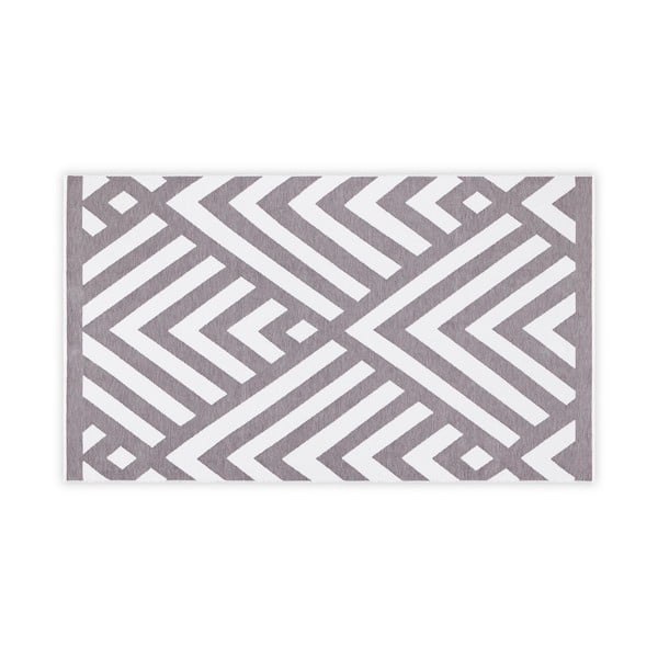 Сиво-бяла памучна постелка за баня , 100 x 180 cm Geometric - Foutastic