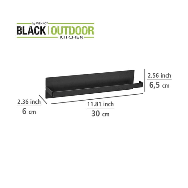 Черен магнитен държач за кухненски ролки Black Outdoor Kitchen Ima - Wenko-image-4